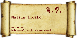 Málics Ildikó névjegykártya